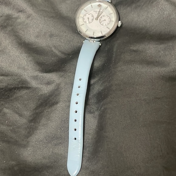 Kate Spade New without tag, White Blue Leather Strap Watch, needs battery
